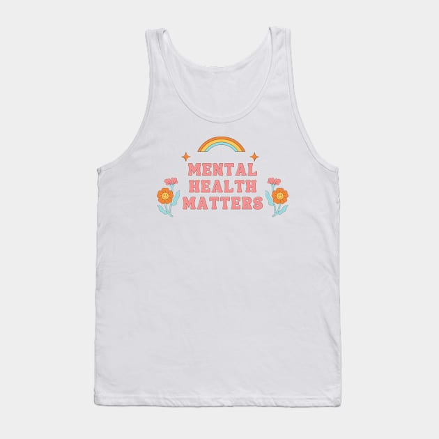 Mental Health Matters Groovy Rainbow Tank Top by Violete Designs